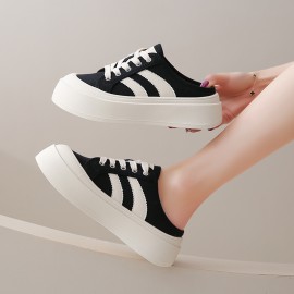 Beige Canvas Sneakers with White Laces - Round Toe, Rubber Sole, All-Season Comfort Shoes for Casual Attire, Casual Footwear | Round Toe Sneakers | Rubber Sole Shoes