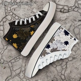 Y Maple Leaf 5-S002 Women's Black and White Casual Skate Shoes with Laces, Campus Style for All Seasons