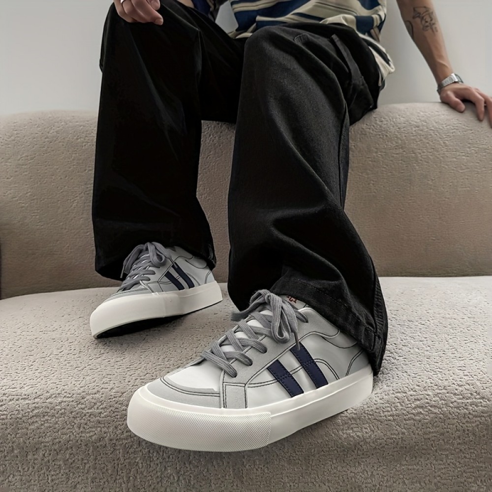 Men's casual shoes, sneakers, shoes, striped, breathable nd durable, classic solid color couple style, versatile, suitable for campus couples, nd