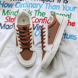 Women's Low-Top Sneakers - Beige/, Thick Platform Sole, Cushioned Rubber Insole - Everyday Casual Shoes for Women - All-Season Comfortable Walking Shoes, Round Toe, Durable Construction, Streetwear Lovers