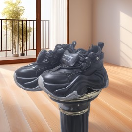 Women's Retro Chunky Platform Dad Sneakers - Lace-Up Low-Top Casual Shoes with Synthetic Cover Upper & Rubber Sole, All-Season Comfort for Casual Attire, Vintage Shoes, Sleek Shoe Design, Fabric Lined Interior