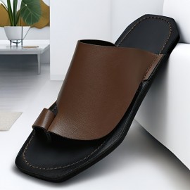 Men's Slip-On Sandals - Upper & Rubber Sole, Breathable Lightweight Design for Summer, Casual Home Walking Shopping, Black & Brown, EU 38-47, Everyday Slipons, Minimalist Slipons, Smooth Finish Shoes