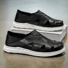 Men's Retro Slip-Resistant Arch Support Mules - Breathable Upper & Cushioned Insole, Beige/White Round-Toe Sandals with Arch Support for All-Season Casual, Beach & Casual Attire - Comfortable Slip-On Shoes for Men, Sports Sandals for Men, Orthopedic Sandals for Men