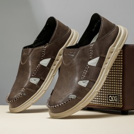 Men's Retro Slip-Resistant Arch Support Mules - Breathable Upper & Cushioned Insole, Beige/White Round-Toe Sandals with Arch Support for All-Season Casual, Beach & Casual Attire - Comfortable Slip-On Shoes for Men, Sports Sandals for Men, Orthopedic Sandals for Men