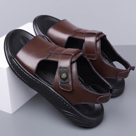 Men's Black -like with Adjustable Strap & Buckle - Non-Slip Rubber Sole, PU Cushioned Insole - Slip-On/Clip-On Beach Shoes for Summer, Casual, Pool, Boat - Lightweight Comfortable Dress (No Laces)
