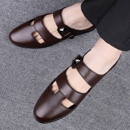 Men'S Stylish Summer Sandals - Comfortable Lightweight Soft Sole, Faux Upper with Adjustable Buckle Strap, Open Toe Design, Black & Brown Options, Beach Shoes for Men, Available in Sizes 37-46