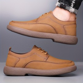 [Everyday Comfort] Men's Casual Fashion Sneakers, Solid Color, All-Season Lace-Up Shoes with Microfiber Synthetic Upper, Faux Lining & Insole, Rubber Sole - Round Toe Daily Wear, Allseason Sneakers|Sleek Round Toe|Polished Shoe Design