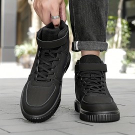 [Allseason Versatility] Men'S High-Top Casual Sneakers - Classic Solid Color, Lace-Up, EVA Sole, Fabric Lining, Stylish & Comfortable for Casual Attire, Allseason Shoes | Classic High Top | Laceup Sho