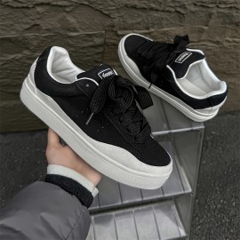 Men'S Trendy Chunky Sneaker - Casual & Sporty Lace-Up Shoes with Thick Rubber Sole, Height Increase, White Upper, Brown Accents, Perfect for Hiking, Daily Wear & Outdoor Activitie