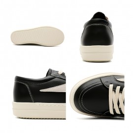 Men's Skate Shoes - Thick Platform Sole for Height Increase & Cushioned Grip - Black/Beige Colorway - PU Upper & Non-Slip Rubber Outsole - Lace-Up Low-Top Sneakers for Streetwear, Skateboarding, Gym, Everyday - All-Season Urban Fashion Shoes