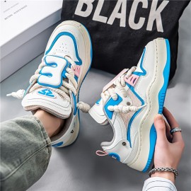 Out of the Box Trend! Large Letter Decorative Rope Shoelaces Street Fashion Men's Shoes Thick Sole Height-Boosting Sneakers for Boys