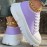 Round-Toed Thick-Soled Platform Shoes Paired with Lace-Up Solid Color Casual Sneakers