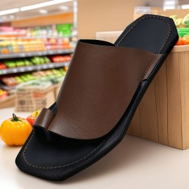 Men's Slip-On Sandals - Upper & Rubber Sole, Breathable Lightweight Design for Summer, Casual Home Walking Shopping, Black & Brown, EU 38-47, Everyday Slipons, Minimalist Slipons, Smooth Finish Shoes