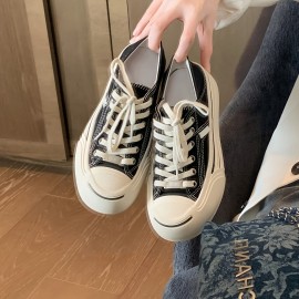 Women'S Chunky Platform Shoes - Slip-On/Lace-Up Closure, Cushioned Insole & Non-Slip Rubber Sole - White Casual Sneakers for Everyday, Office, Parties - Easy-Clean Shoes for All-Day Comfort, Ladies Sneakers, Party Footwear, Round Toe Design, Durable Traction Footwear, Office Footwear, Classic Design, Comfortable Lining, Comfortable Footwear, Fashion Lovers