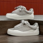 Men'S Trendy Chunky Sneaker - Casual & Sporty Lace-Up Shoes with Thick Rubber Sole, Height Increase, White Upper, Brown Accents, Perfect for Hiking, Daily Wear & Outdoor Activitie