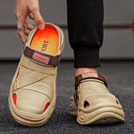 Men's Summer Slip-On Sandals with EVA Sole - Comfortable Beach Shoes for Driving & Casual Wear, White with Green Accents, Breathable Design, Easy On/Off, Durable & Stylish, Summer Sandals