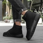 [Allseason Versatility] Men'S High-Top Casual Sneakers - Classic Solid Color, Lace-Up, EVA Sole, Fabric Lining, Stylish & Comfortable for Casual Attire, Allseason Shoes | Classic High Top | Laceup Sho